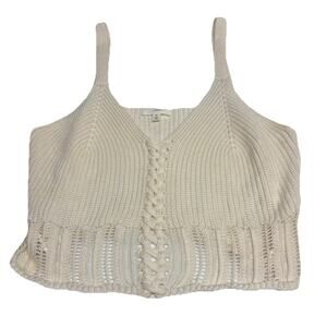 A Loves A Cream Soft Boho Knitted Crop Sweater Tank Top Women’s Size XL